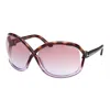 Tom Ford Geometric Semi Rim, With A Dark Havana/pink Frame And Violet Gradient Mirror Lens. In Pink