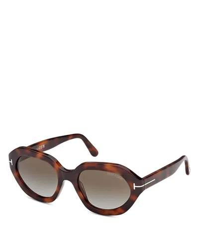 Tom Ford Geometric Sunglasses, 53mm In Brown