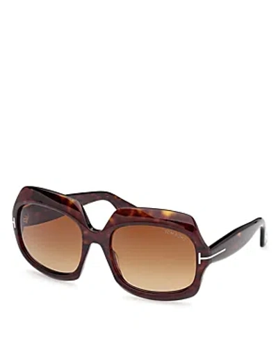 Tom Ford Geometric Sunglasses, 60mm In Havana/brown Gradient
