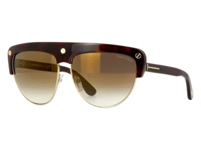 Pre-owned Tom Ford Geometric Sunglasses In Havana (ft0318 52g) In Brown