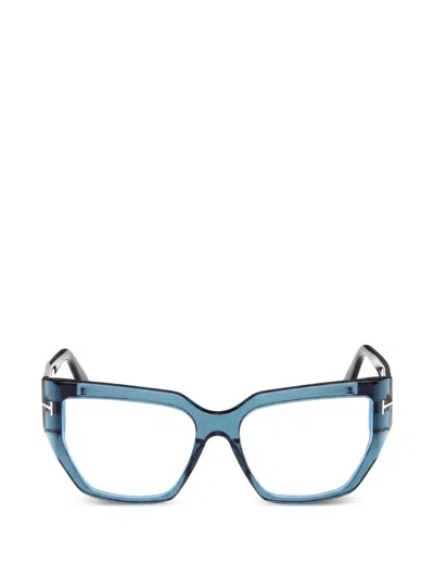 Tom Ford Geometric-frame Glasses In Blue