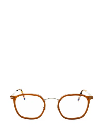 Tom Ford Geometric-frame Glasses In Brown