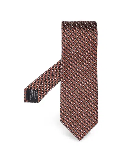 Tom Ford Geometric-pattern Silk Tie In Brown