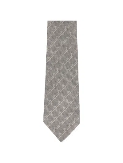 Tom Ford Geometric-pattern Textured Tie In Gray