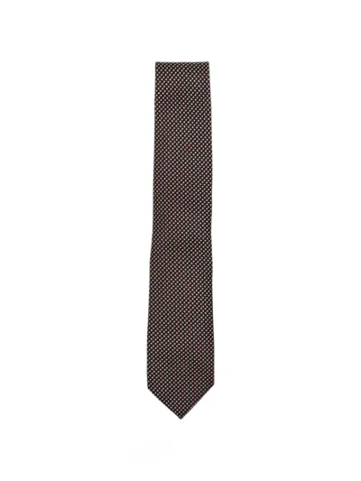 Tom Ford Geometric-pattern Tie In Metallic