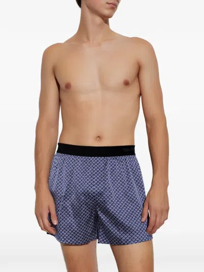 Tom Ford Geometric-print Boxer Shorts In Blue