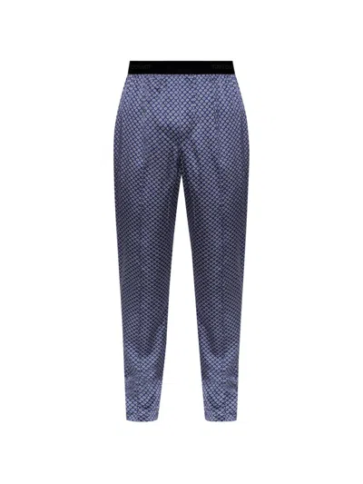 Tom Ford Geometric-print Silk-blend Pajamas In Blue