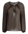 Tom Ford Georgette Blouse Tasseled Applique In Brown