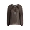 Tom Ford Georgette Blouse Tasseled Applique In Brown