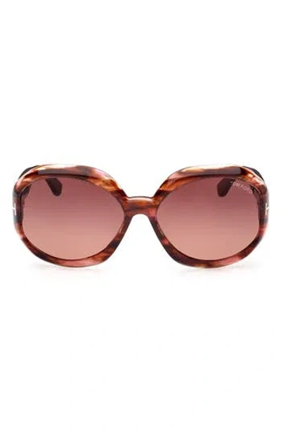 Tom Ford Georgia-02 62mm Gradient Oversize Round Sunglasses In Coloured Havana/brown