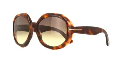 Pre-owned Tom Ford Georgia-02 Ft1011/s 52b 62 Dark Havana/brown Shaded Sunglasses