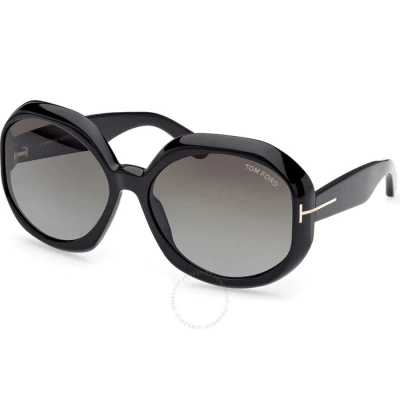 Tom Ford Georgia Smoke Gradient Geometric Ladies Sunglasses Ft1011 01b 62 In Black