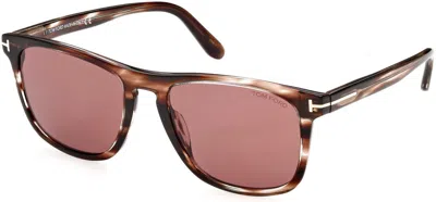 Pre-owned Tom Ford Gerard-02 Ft 0930 56s Shiny Striped Brown Havana / Warm Brown 56mm