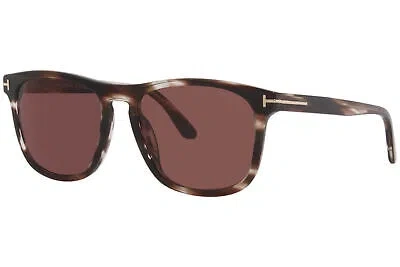Pre-owned Tom Ford Gerard-02 Tf930 56s Sunglasses Men's Shiny Striped Brown Havana 54mm In Red