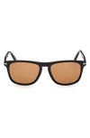 Tom Ford Gerard 56mm Square Sunglasses In Shiny Black/brown