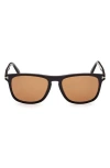 Tom Ford Gerard 56mm Square Sunglasses In Shiny Black/brown