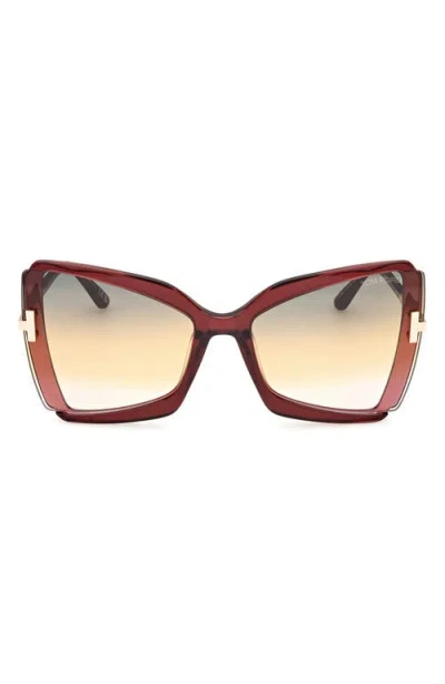 Tom Ford Gia 63mm Oversize Butterfly Sunglasses In Bordeaux/rose Gold