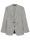 Tom Ford Herringbone Wool Silk Blend Tailored Blazer In Gray