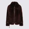 Tom Ford Leather Buckle Detail Jacket With Faux Fur In Brown