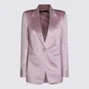 Tom Ford Satin Blazer With Notched Lapels And Pockets In Pink