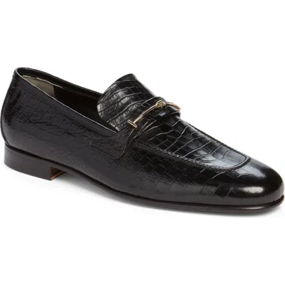 Tom Ford Gigi Double T Bit Alligator Embossed Loafer In Black