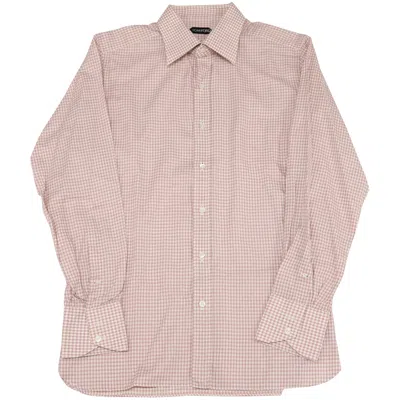Tom Ford Gingham Button-down Shirt In Pink Cotton In Brown