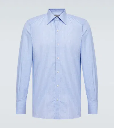 Tom Ford Gingham Cotton Twill Shirt In Denim