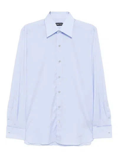 Tom Ford Gingham Shirt In Blue