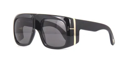 Pre-owned Tom Ford Gino Tf 733 0733 01a Shiny Black Grey Gradient Sunglasses 60mm In Gray