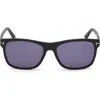 Tom Ford Giulio 57mm Geometric Sunglasses In Matte Black/blue Smoke