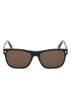 Tom Ford Giulio 57mm Geometric Sunglasses In Black