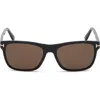 Tom Ford Giulio 57mm Geometric Sunglasses In Shiny Black/brown