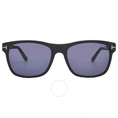 Tom Ford Giulio Blue Rectangular Men's Sunglasses Ft0698 02v 57 In Black / Blue