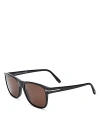 Tom Ford Giulio Square Sunglasses, 57mm In Black/brown Solid
