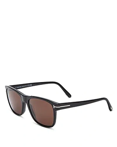 Tom Ford Giulio Square Sunglasses, 57mm In Black/brown Solid
