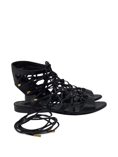 Pre-owned Tom Ford Gladiator Leather Sandals In Black