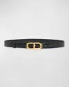 Tom Ford Glossy Croc-stamped Leather Skinny Belt In Black