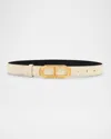 Tom Ford Glossy Croc-stamped Leather Skinny Belt In Ivory