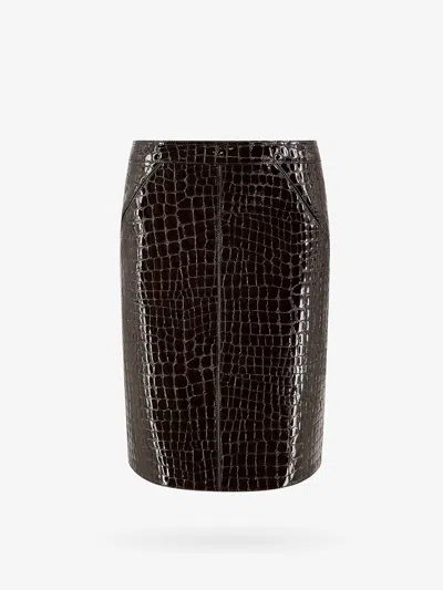 TOM FORD GLOSSY CROCO GOAT LEATHER SKIRT