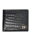 TOM FORD GLOSSY PRINTED CROC CLASSIC BIFOLD WALLET