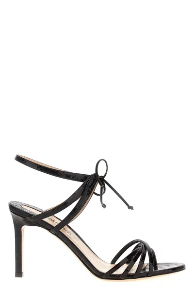 Tom Ford 'glossy Stamped Croc' Sandals In Black