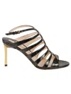 Tom Ford Carine Croc-effect Patent-leather Sandals In Black