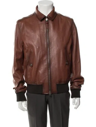 Pre-owned Tom Ford Goat Leather Bomber Jacket In Brown