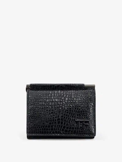Tom Ford Goat Leather Card Holder In Black