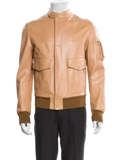 Pre-owned Tom Ford Goat Leather Moto Jacket In Neutral