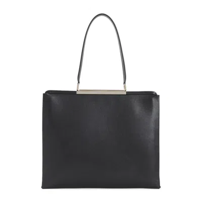 Tom Ford Goat Leather Shoulder Bag With Silver-tone Accents In Black