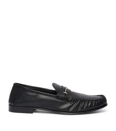 Tom Ford Goatskin T Penny Loafers In Black