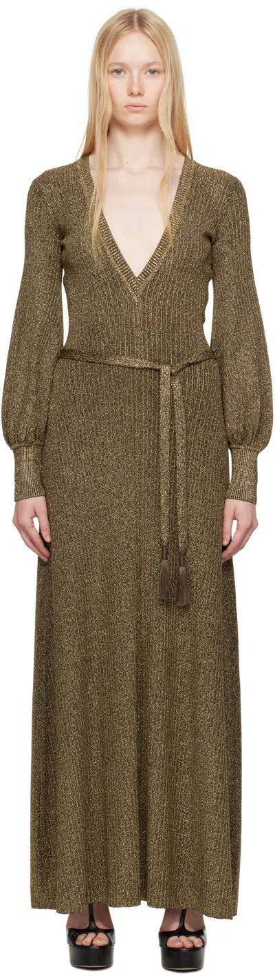 Tom Ford Embellished Metallic Jersey Maxi Dress In Gold