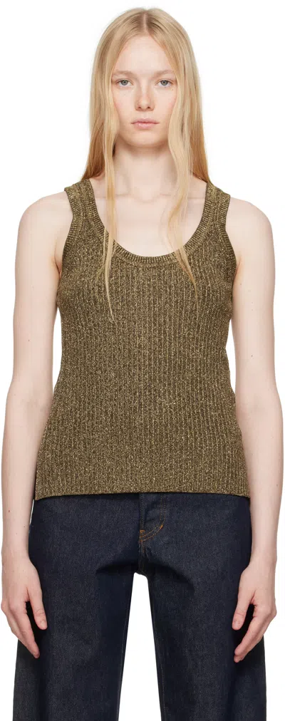 Tom Ford Gold & Brown '' Metal Plaque Tank Top