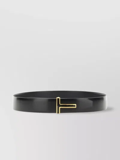 Tom Ford Gold Hardware Small Belt In Black